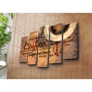 5PATK-83 Multicolor Decorative Canvas Painting (5 Pieces)