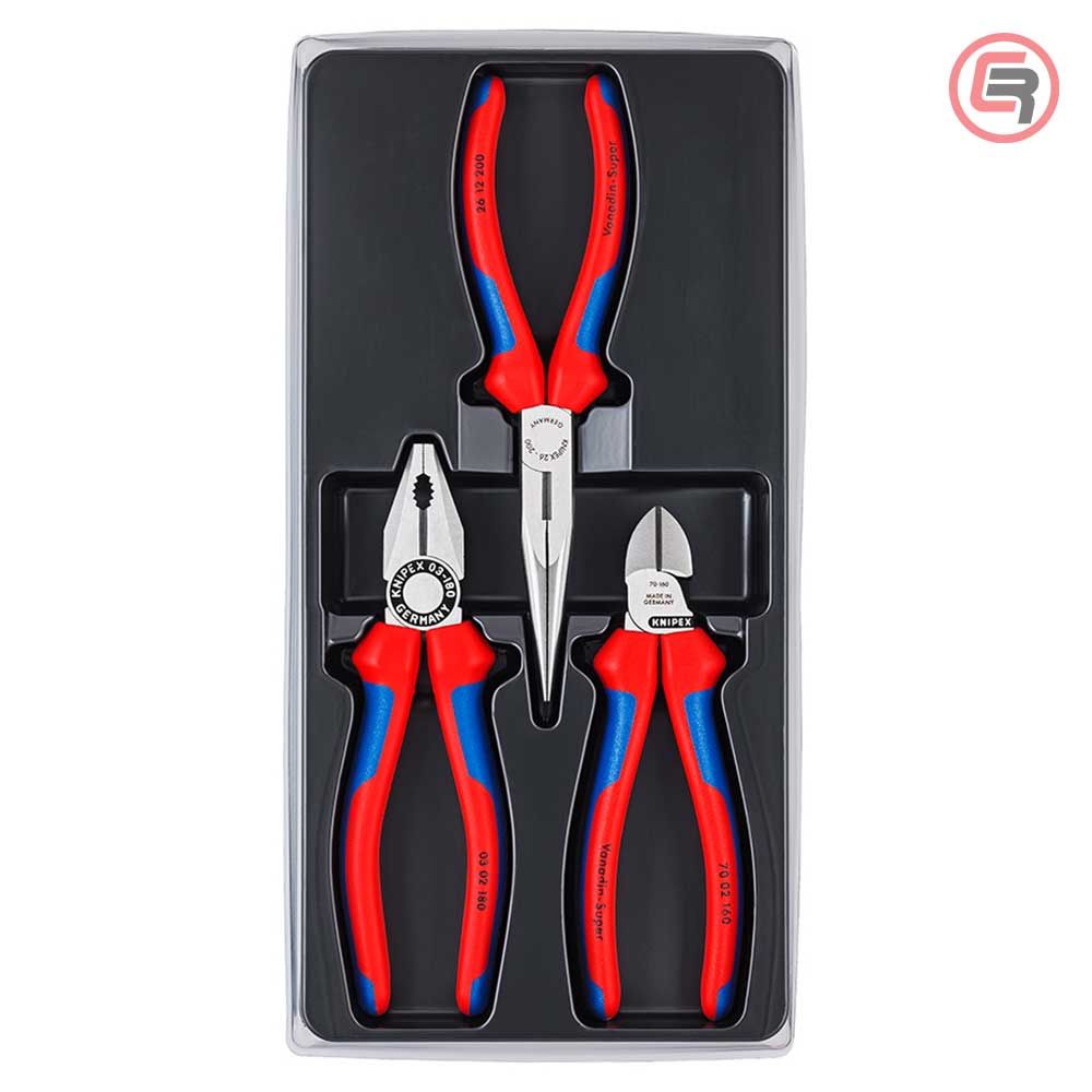 Knipex Set Kliješta Kombinovana + Sječice + Špicasta Ravna / 3 dijelni – 00 20 11 slika 2