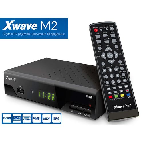 Xwave M2 DVB-T2 Set Top Box,LED,scart,HDMI,RF in-out,USB,media player,metalno kućište slika 1