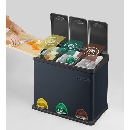 SONGMICS recycling bin, 3-in-1 pedal bin slika 8