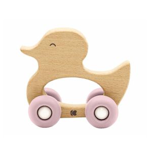 Kikka Boo Drvena igračka sa silikonskom glodalicom Pače Pink
