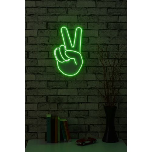Wallity Ukrasna plastična LED rasvjeta, Victory Sign - Green slika 12
