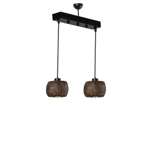 Tıger 2 Li Sıralı Ceviz Rattan Sarkıt Bronze Chandelier slika 1