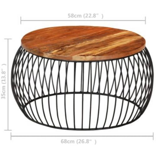 Stolić za kavu Ø 68 cm od masivnog obnovljenog drva slika 16