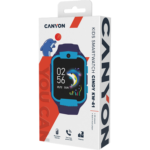 Kids smartwatch Canyon Cindy KW-41, 1.69"IPS colorful screen 240*280, ASR3603C, Nano SIM card, 192+128MB, GSM(B3/B8), LTE(B1.2.3.5.7.8.20) 680mAh battery, built in TF card: 512MB, compatibility with iOS and android, Blue, host: 53.3*42.3*14.5mm strap: 230*20mm, 36g slika 8