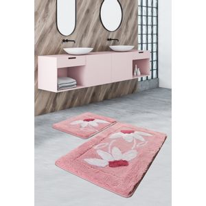 Daisy - Pink Multicolor Acrylic Bathmat Set (2 Pieces)