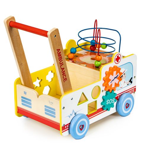 EcoToys multifunkcionalna drvena guralica ambulanta slika 3