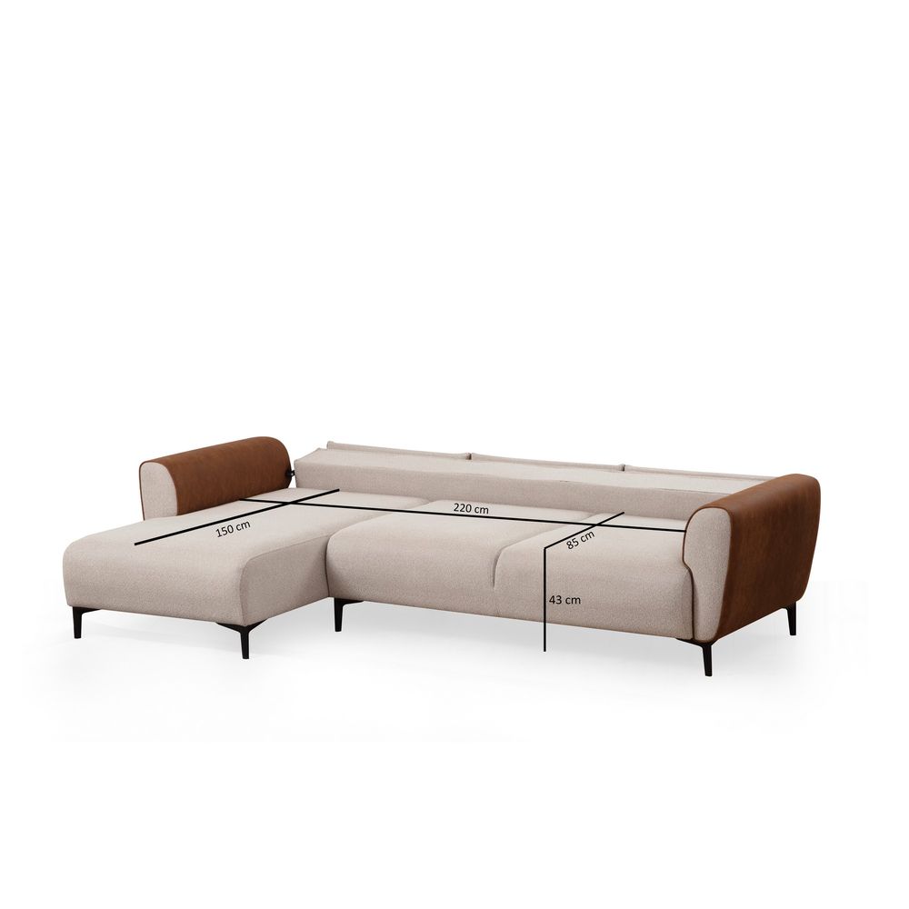Ugaona Sofa na Razvlačenje Aren Left - Bež Cimet slika 12