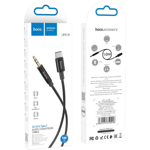 hoco. audio kabel USB type C na 3.5 mm, 1m, UPA19 Black slika 2