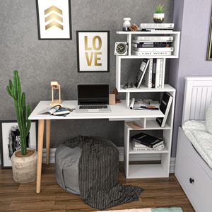 Vina - White White Study Desk