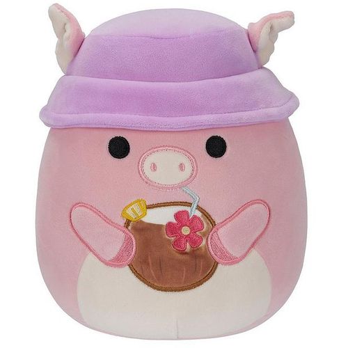 Squishmallows 20cm - peter - roza svinja s tropskim pićem i šeširom slika 1