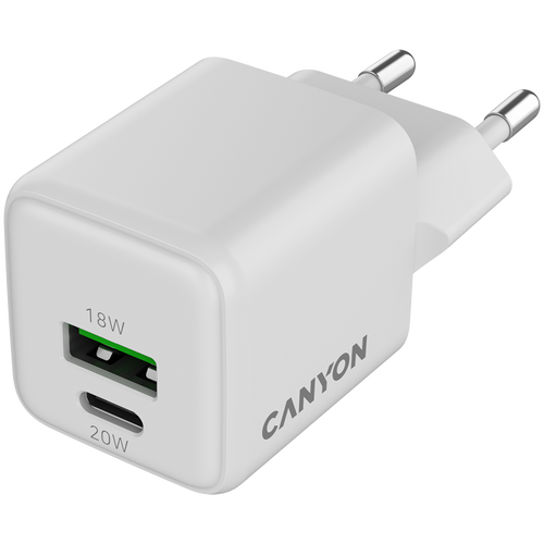 Canyon charger CU20AC GaN 20W 1xPD 1xQC EU White slika 2