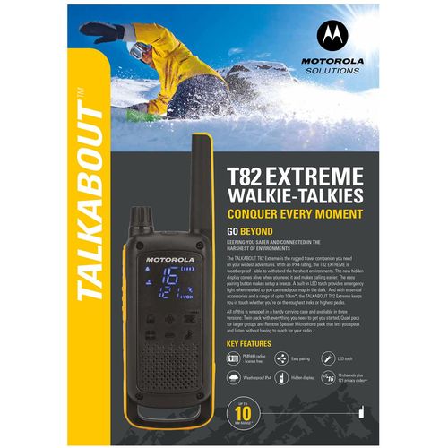 Motorola Walkie Talkie, domet 10 km, 16 kanala, vodootporno - TLKR T82 Extreme slika 5