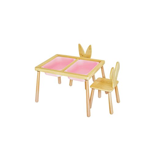 Woody Fashion Dječji stol set Table and 2 Chairs - Pink slika 1