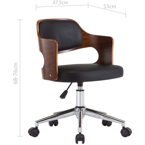 Okretna uredska stolica od savijenog drva i umjetne kože crna slika 18