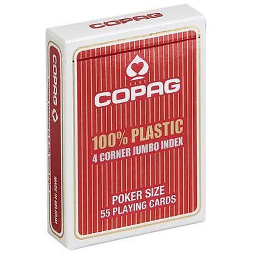 COPAG karte za poker 100% plastika 4 jumbo index, crvene slika 1