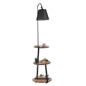 Stojeća lampa Sorti 8743-3 u crnoj boji sa policama od orahovog drveta