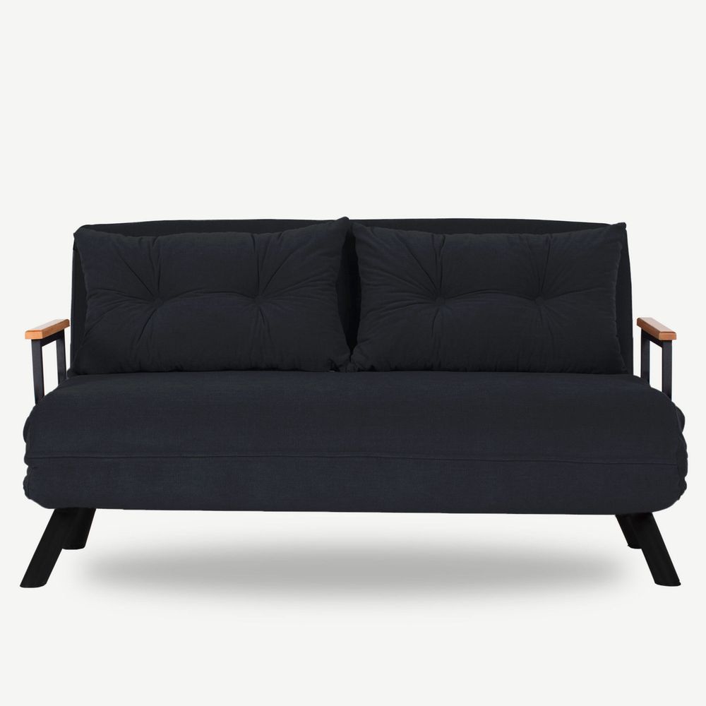 Sando 2-Seater - Crni dvosjed koji se pretvara u krevet slika 2