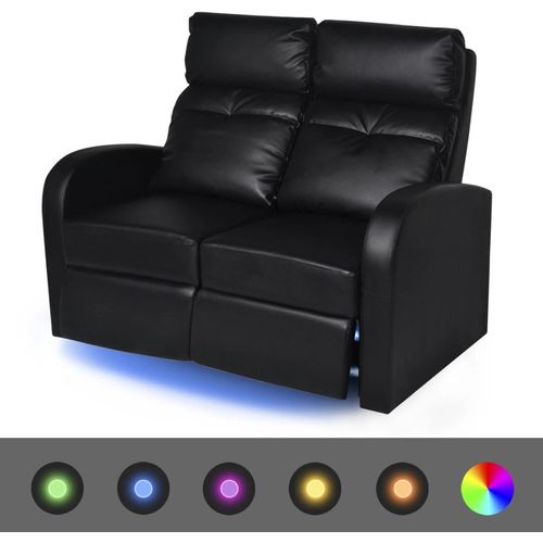 Dvodijelni set LED fotelja 2+3 sjedala od umjetne kože crni slika 39
