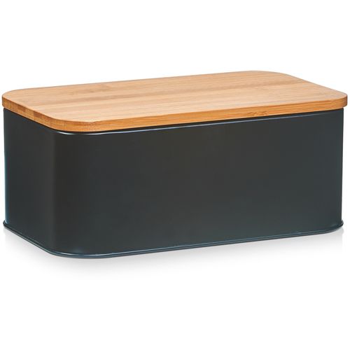 Zeller Kutija za kruh sa bambus poklopcem, crna mat, 31 x 18 x 12,5 cm, 25372 slika 1