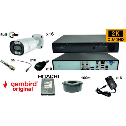 GMB-03 * Set kamera za video nadzor 3tbHDD +16x CAM-AHD5MP-HAU60W rg59+100m bnc+dc konekt full color slika 1