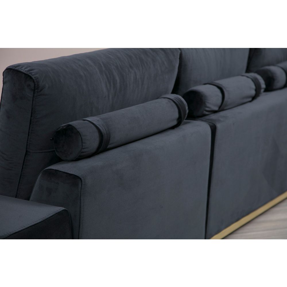 Sofa sa Bočnim Stolom - Crna i Zlatna, 4-Sjedala slika 3