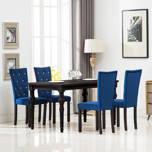 Blagovaonske stolice od baršuna 4 kom tamno plave slika 19