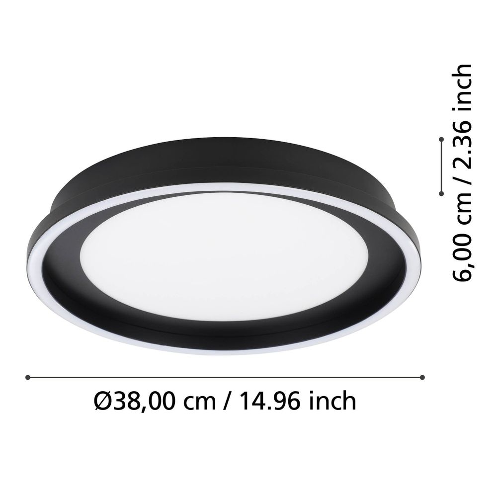 Eglo plafonjera 'CALAGRANO' LED, 11,5W, promjer 380mm, s daljinskim upravljačem, dimabilna, crna/bijela slika 5