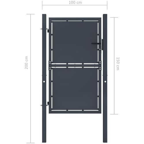 Vrtna vrata čelična 100 x 150 cm antracit slika 16