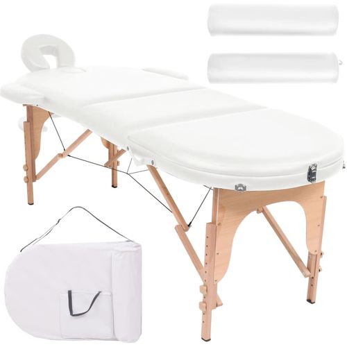 Sklopivi masažni stol debljine 4 cm s 2 jastučića ovalni bijeli slika 26
