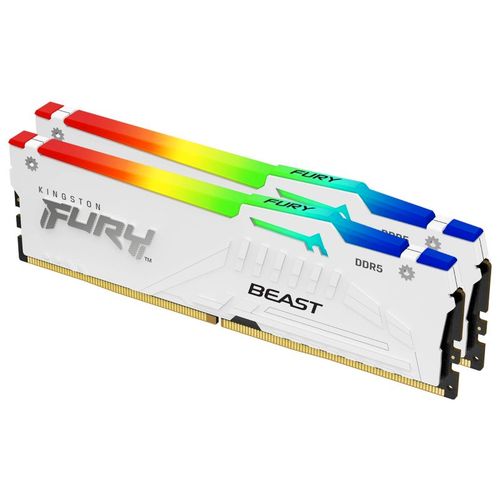 KINGSTON DIMM DDR5 64GB (2x32GB kit) 5200MT/s KF552C36BWEAK2-64 Fury Beast RGB White Expo slika 1