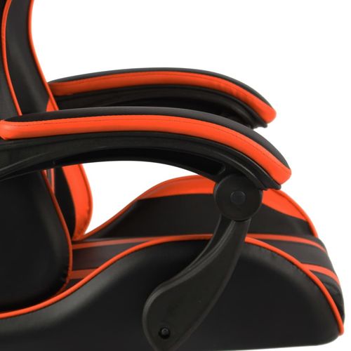 Igraća stolica od umjetne kože crno-narančasta slika 11