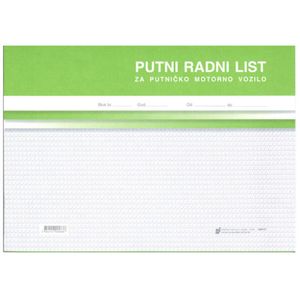 VI-10 PUTNI RADNI LIST ZA PUTNIČKO MOTORNO VOZILO; Blok 2 x 50 listova, 29,7 x 21 cm