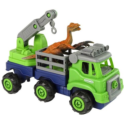 Dječji DIY kamion transporter dinosaura raptora s odvijačima, zeleni slika 2