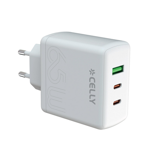 Celly punjač 2USBC/1USB 65WGAN EVO, bijela slika 1