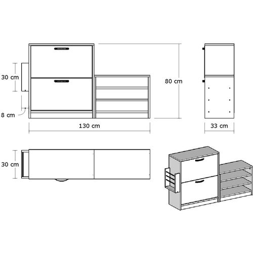 Trend - White White Shoe Cabinet slika 6