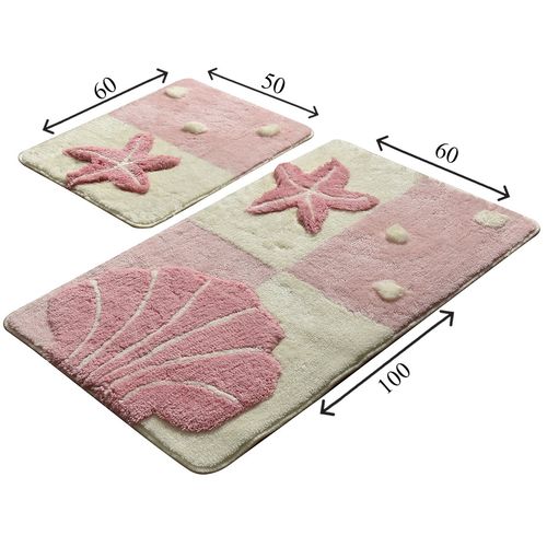 Starfish - Pink Multicolor Acrylic Bathmat Set (2 Pieces) slika 3