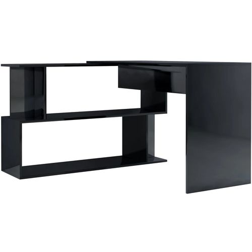 Kutni radni stol visoki sjaj crni 200 x 50 x 76 cm od iverice slika 16