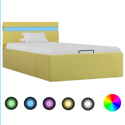 Hidraulični okvir za krevet tkanina LED limeta-žuti 90 x 200 cm slika 23