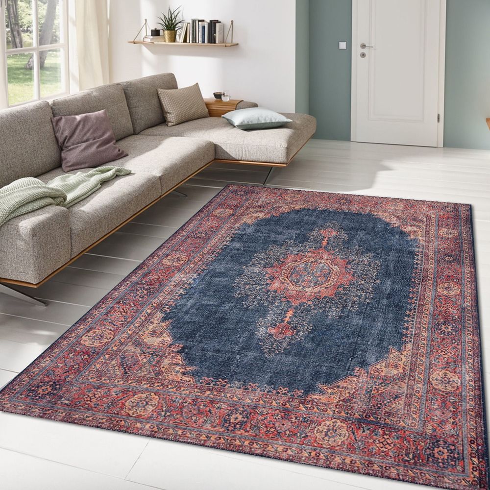 Tamnoplavi Višebojni Tepih Blues Chenille - AL 26 (210 x 310 cm) slika 1