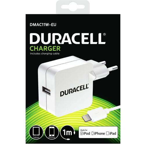 Duracell Punjač – Uni 1xUSB + Lightning cable – 2.4A - White  slika 1