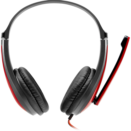 CANYON HSC-1 basic PC headset with microphone, combined 3.5mm plug, leather pads, Flat cable length 2.0m, 160*60*160mm, 0.13kg, Black-red slika 2