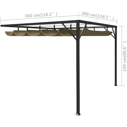 Vrtna zidna sjenica s pomičnim krovom 3x3 m smeđe-siva 180 g/m² slika 27