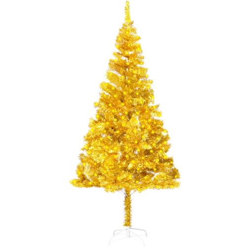 Umjetno božićno drvce LED sa stalkom zlatno 180 cm PET slika 9