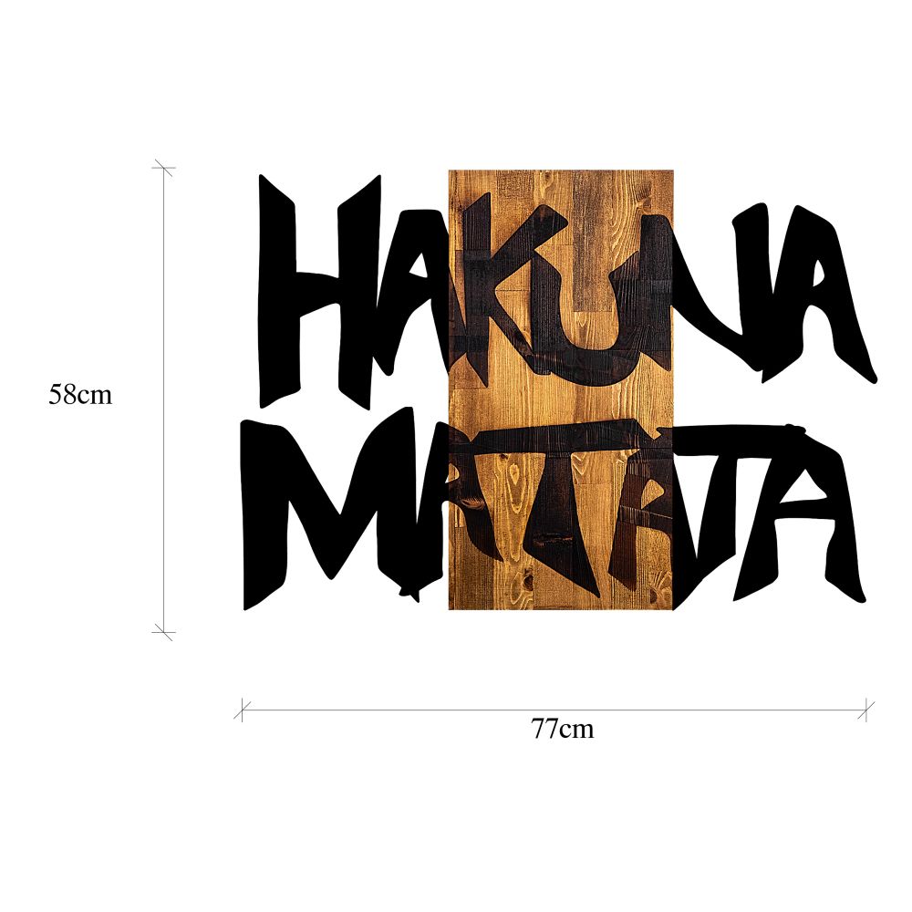 Dekorativni Drveni Zidni Ukras Hakuna Matata 5 Black Light Walnut slika 7