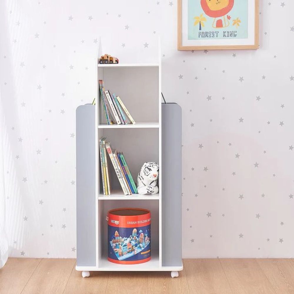 Kinder Home Dječija polica sa rotirajućim točkićima Rocket, Bijela/Siva slika 12