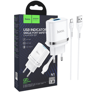 Hoco punjač kućni sa micro USB kabelom, N1, 2.4A - N1 Ardent microUSB