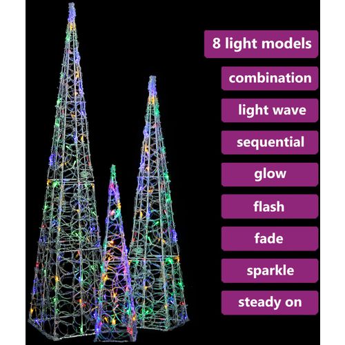 Set akrilnih ukrasnih LED stožaca višebojni 60/90/120 cm slika 4