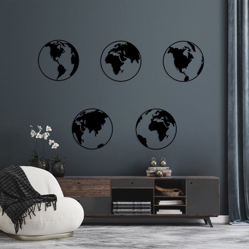 World Map 2 Black Decorative Metal Wall Accessory slika 2