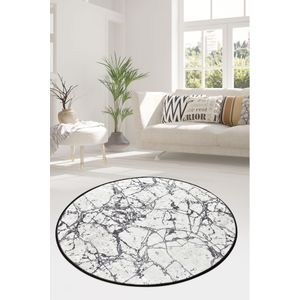 Conceptum Hypnose Marble - Beli Višebojni Tepih (Prečnik 100 cm)